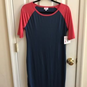 LuLaRoe Dark Teal with coral Julia